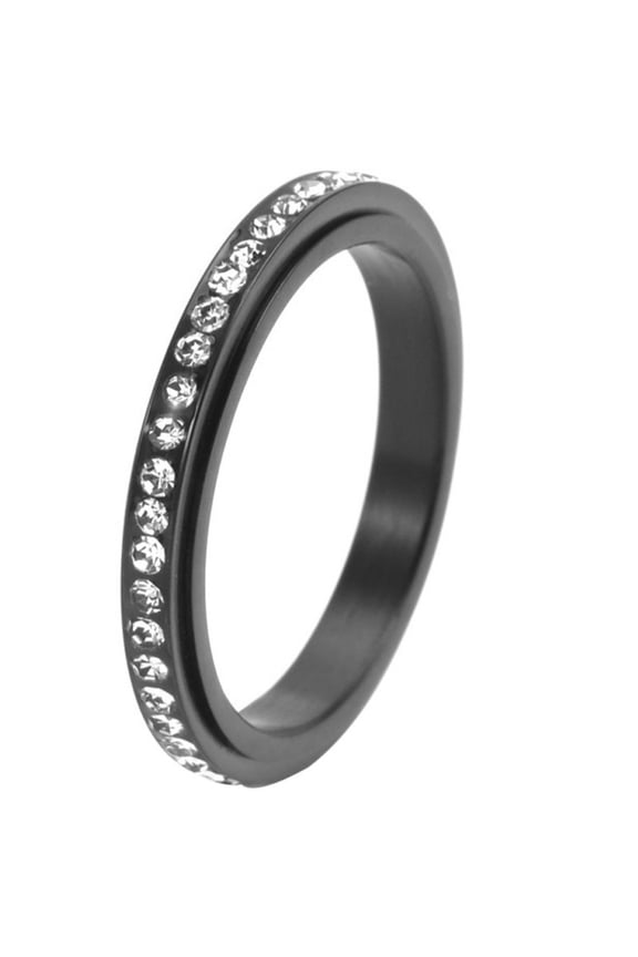 Women's Stainless Steel Elegant Sweet Full Circle of Zirconia Ring Black Size 5