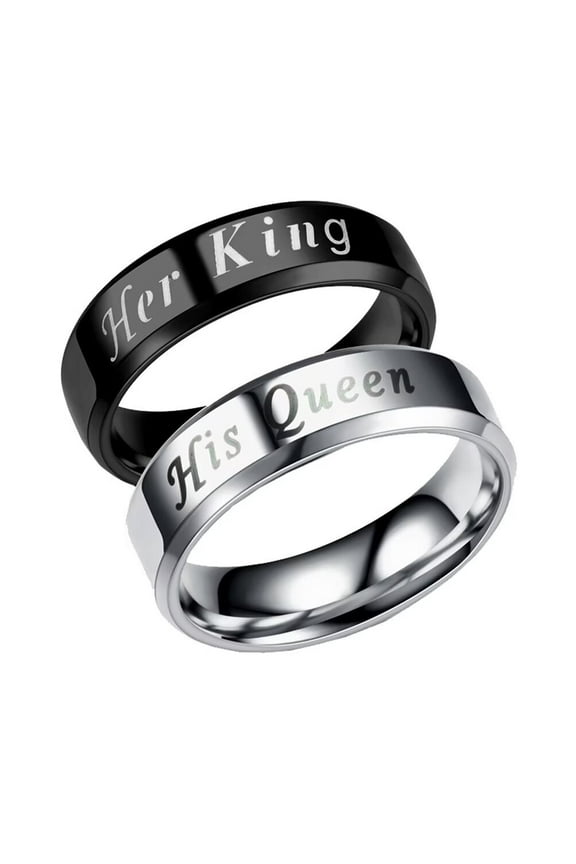 Women's Stainless Steel High Polished Her King & His Queen Promise Ring Silver Size 10