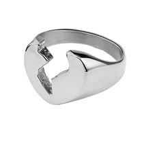 PAMTIER Women's Stainless Steel High Polished Simple Trendy Broken Heart Ring Silver Size 7