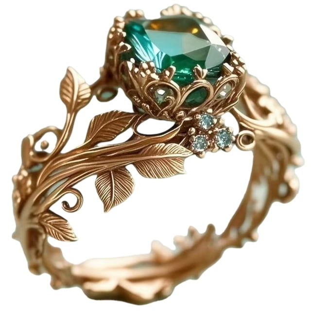 Filigree Rings Gold Plated PAMTIER Women's Stainless Steel Hollow Leaf Filigree Gemstone Statement ...