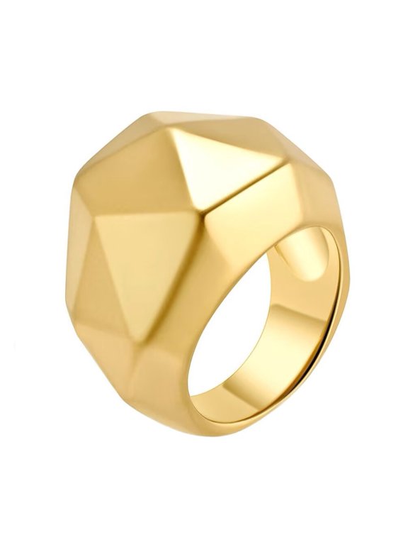 Women's Stainless Steel Minimalism Classic Geometric Cutting Exaggerated Ring Gold Size 10