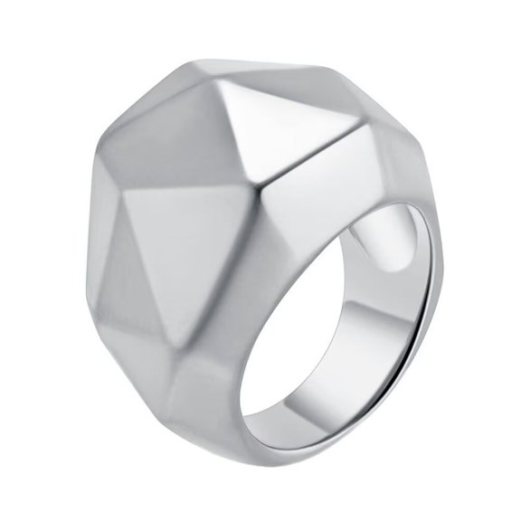 PAMTIER Women's Stainless Steel Minimalism Classic Geometric Cutting Exaggerated Ring Silver Size 6
