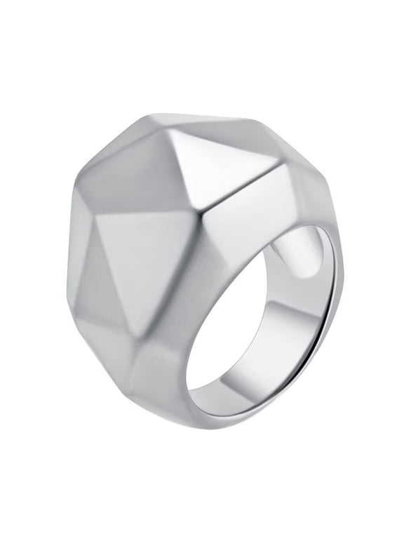 Women's Stainless Steel Minimalism Classic Geometric Cutting Exaggerated Ring Silver Size 6