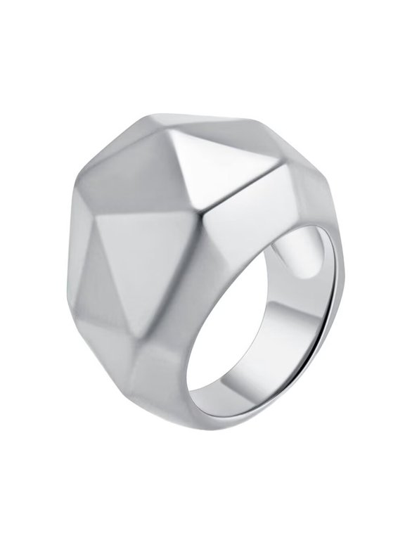 Women's Stainless Steel Minimalism Classic Geometric Cutting Exaggerated Ring Silver Size 9