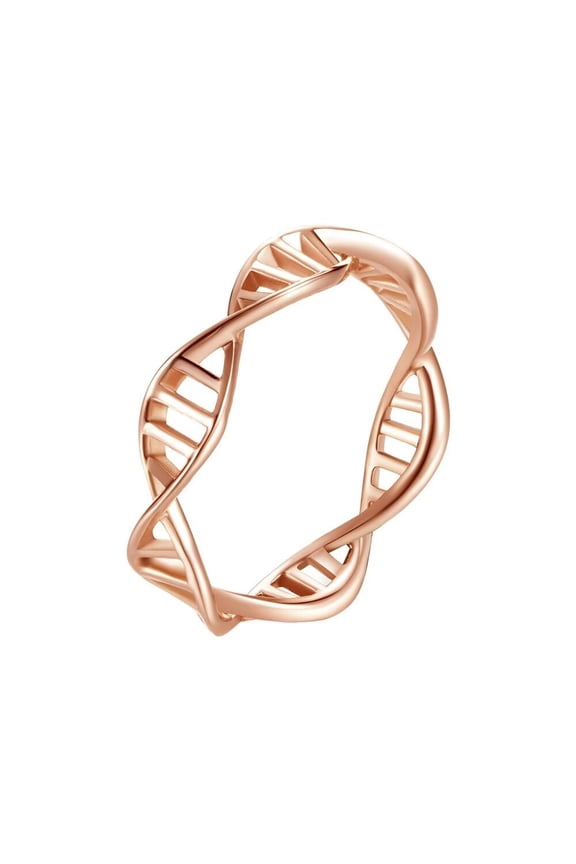 Women's Stainless Steel Minimalist Classic DNA Double Helix Ring Rose Gold Size 10