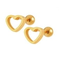 thumbnail image 1 of PAMTIER Women's Stainless Steel Minimalist Dainty Hollow Heart Shape Stud Earrings Gold, 1 of 6