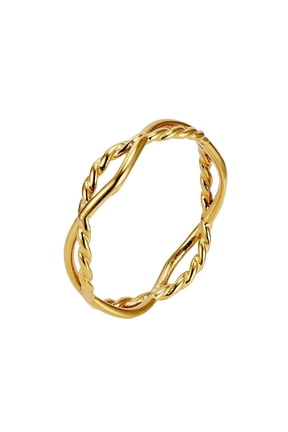 Women's Stainless Steel Minimalist Double Strand Braided Twist Ring Gold Size 8