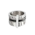 thumbnail image 1 of PAMTIER Women's Stainless Steel Roman Numerals 3 in 1 Ring Black Shell Inlay Rotatable Trinity Wedding Band Silver Size 9.75, 1 of 5