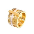 thumbnail image 1 of PAMTIER Women's Stainless Steel Roman Numerals 3 in 1 Ring White Shell Inlay Rotatable Trinity Wedding Band Gold Size 9.75, 1 of 5
