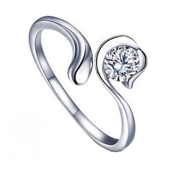 PAMTIER Women's Stainless Steel Round Cubic Zirconia Simple 12 Constellations Adjustable Wrap Open Ring Silver Virgo