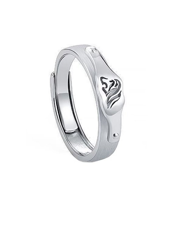 Women's Stainless Steel Simple High Polished 12 Constellations Adjustable Wrap Ring Silver Leo