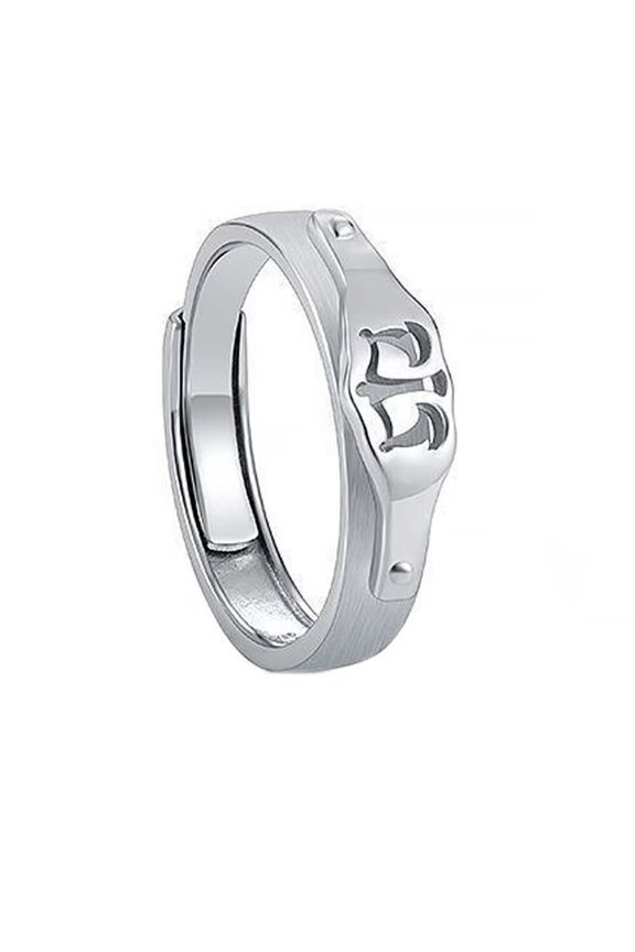 Women's Stainless Steel Simple High Polished 12 Constellations Adjustable Wrap Ring Silver Libra