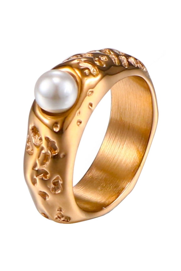 Women's Stainless Steel Simple Personality Tin Foil Texture Ring Rose Gold Size 6