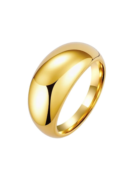 Women's Stainless Steel Simple Polished Glossy Elegant Ring Gold Size 6