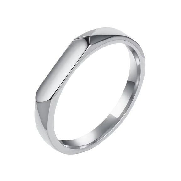 PAMTIER Women's Stainless Steel Simplicity Geometric Design Pinky Ring Silver Size 8