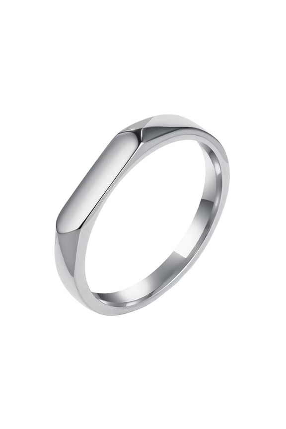 Women's Stainless Steel Simplicity Geometric Design Pinky Ring Silver Size 8