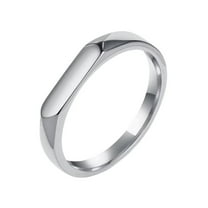 PAMTIER Women's Stainless Steel Simplicity Geometric Design Pinky Ring Silver Size 8