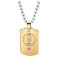 thumbnail image 1 of PAMTIER Women's Stainless Steel Vintage Personality 12 Constellation Horoscope Zodiac Dog Tag Pendant Necklace Pink Crystal Inlay Gold Scorpio, 1 of 5