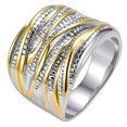 Wide Looking Rings PAMTIER Women's Stainless Steel Wide Braided Line Interwoven Rings ...