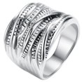 Wide Looking Rings PAMTIER Women's Stainless Steel Wide Braided Line Interwoven Statement ...