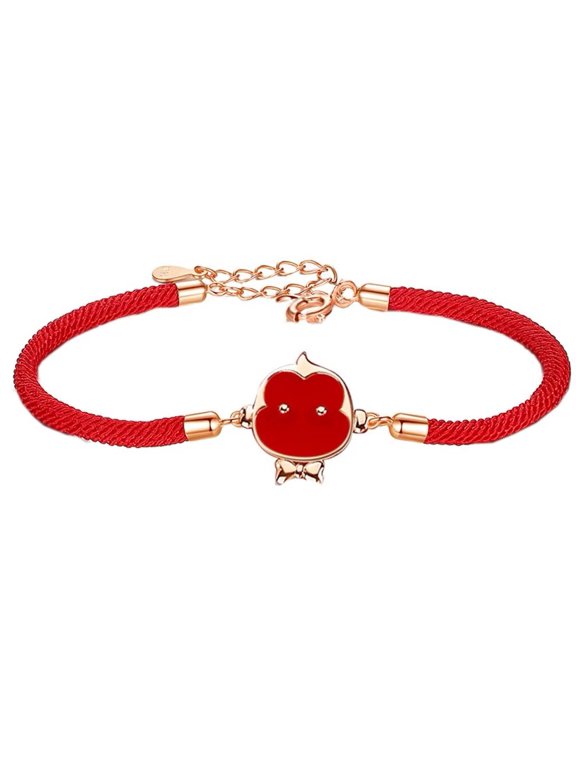 Women's Vintage Zodiac Signet Lucky Red Rope Bracelet Chinese Style Monkey