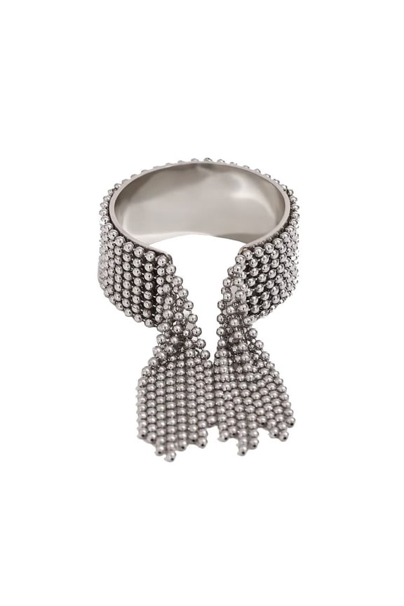 Womens Stainless Steel Elegant Personalized Adjustable Ring Bohemian Fringed Statement Open Rings Silver