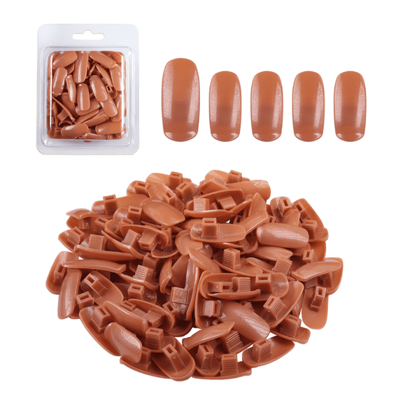 PANA 100 pcs Nail Replacement Tips For Flexible Nail Training Practice Hand - Brown (Tips Only)