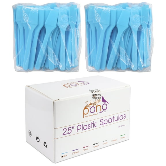 PANA 200 Pieces Cosmetic Disposable Plastic 2.5” Spatulas for Skin Care Facial Mask Spatula (Blue – 200 Pieces in a Box)