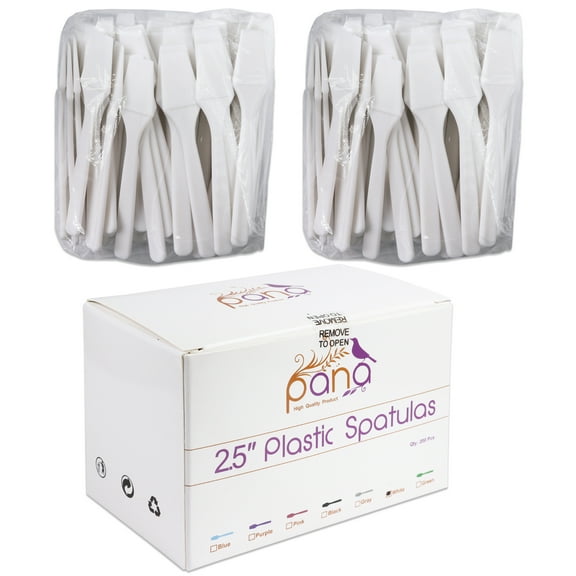 PANA 200 Pieces Cosmetic Disposable Plastic 2.5” Spatulas for Skin Care Facial Mask Spatula (White – 200 Pieces in a Box)