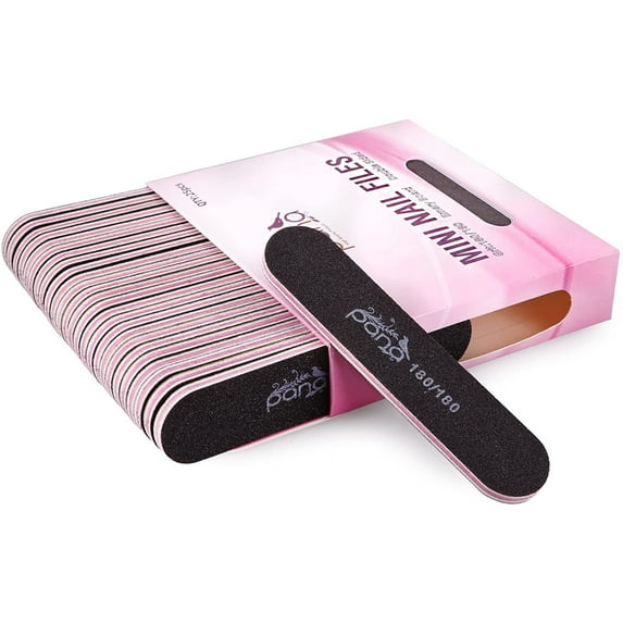 PANA 25pcs Professional Nail Files Buffers Mini Size Double Sided Emery Board Washable - for Natural & Acrylic Manicure Pedicure Tools Home 25 Pieces Pack