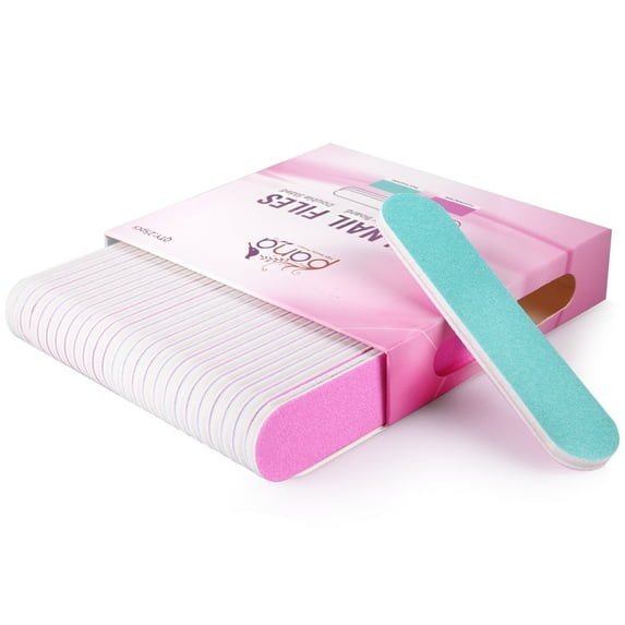 PANA 25pcs Professional Nail Files Buffers Mini Size Double Sided Emery Board Washable - for Natural & Acrylic Manicure Pedicure Tools Home 25 Pieces Pack