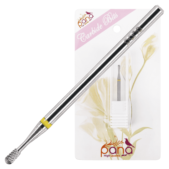 PANA 3/32" Shank Size - Pear Shape Silver Carbide Bit Extra Fine Grit - Nail Drill Bit for Manicure Dremel Machine (Small)
