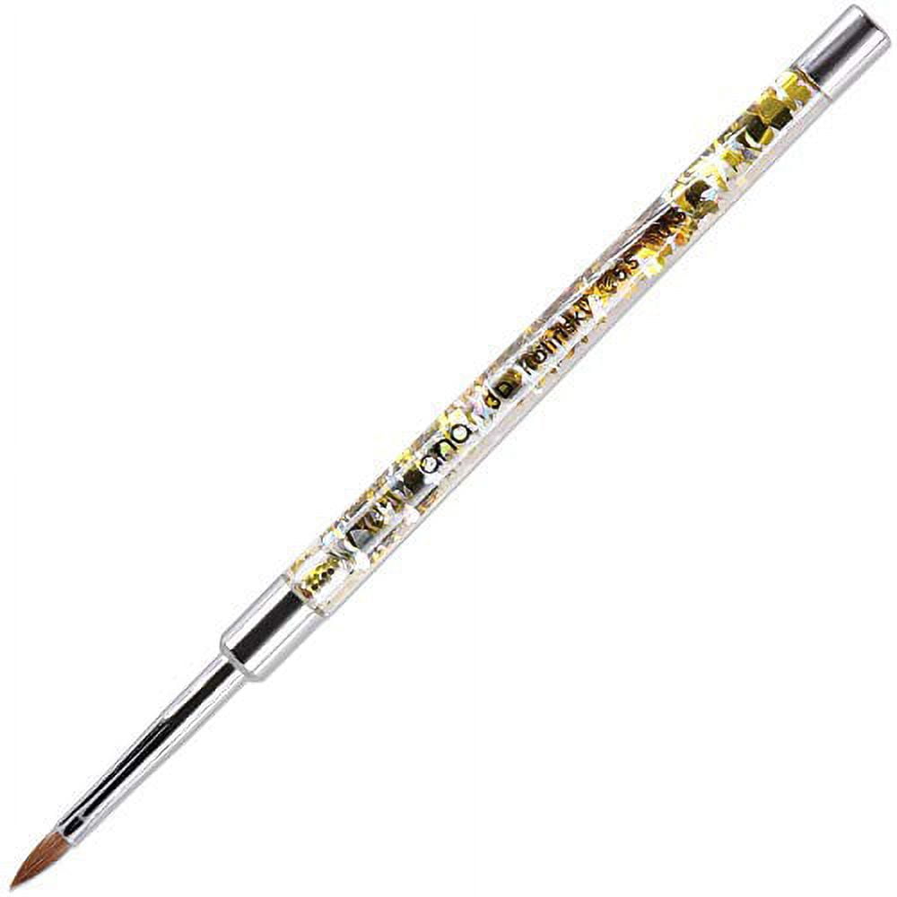 PANA 3D Kolinsky Nail Art Brush Gold Glitter Handle, Size 5 Acrylic