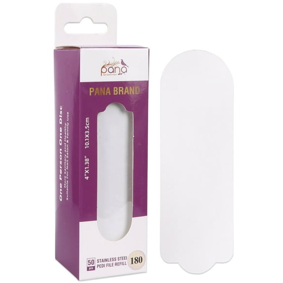 PANA 50 Pieces Small White Pedi File Refill for Stainless Steel Foot File Sanding Foot Rasp - Easy Strip Peel Pedicure Refill Pads - Grit 180