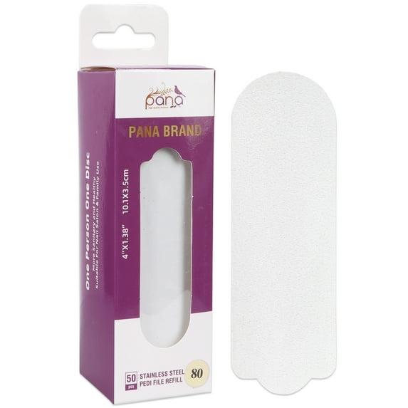 PANA 50 Pieces Small White Pedi File Refill for Stainless Steel Foot File Sanding Foot Rasp - Easy Strip Peel Pedicure Refill Pads - Grit 80