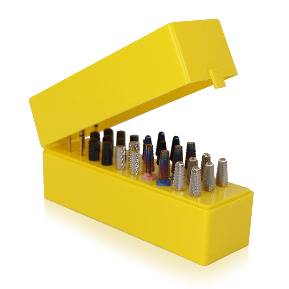PANA Rectangle Nail Drill Bit Holder Stand Organizer- Dust Proof with Lids- Manicure Tools Storage Box (30 Holes)