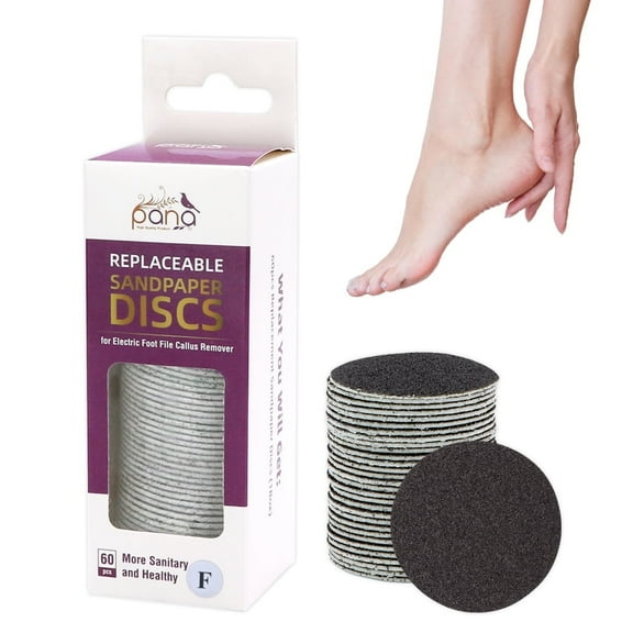 PANA Round 60pc Easy Strip Peel-Off Replaceable Sandpaper Refill Discs for Electric Foot File Callus Remover - Grit: 150 Grit, Fine