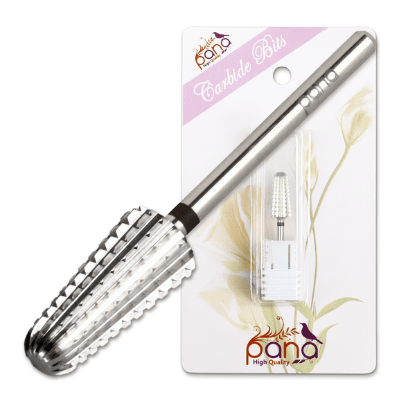 PANA Volcano Nail Carbide Bit - Two Way Rotate use for Both Left and Right Handed use - Fastest remove Acrylic or Gel - For Manicure Drill Machine - 3/32" (Extra Coarse - XC, SILVER)