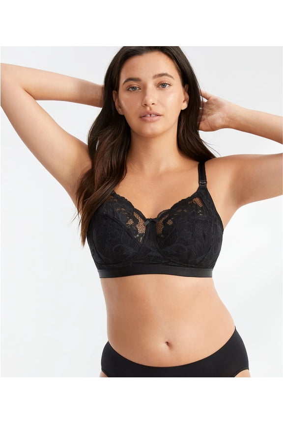 Noir Naomi Stretch Lace Wire-Free Nursing Bra, US 34L, UK 34HH, NWOT
