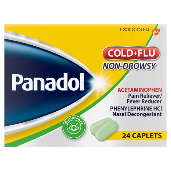Panadol Non-Drowsy Cold & Flu Caplets 325 mg Acetaminophen 24 Count
