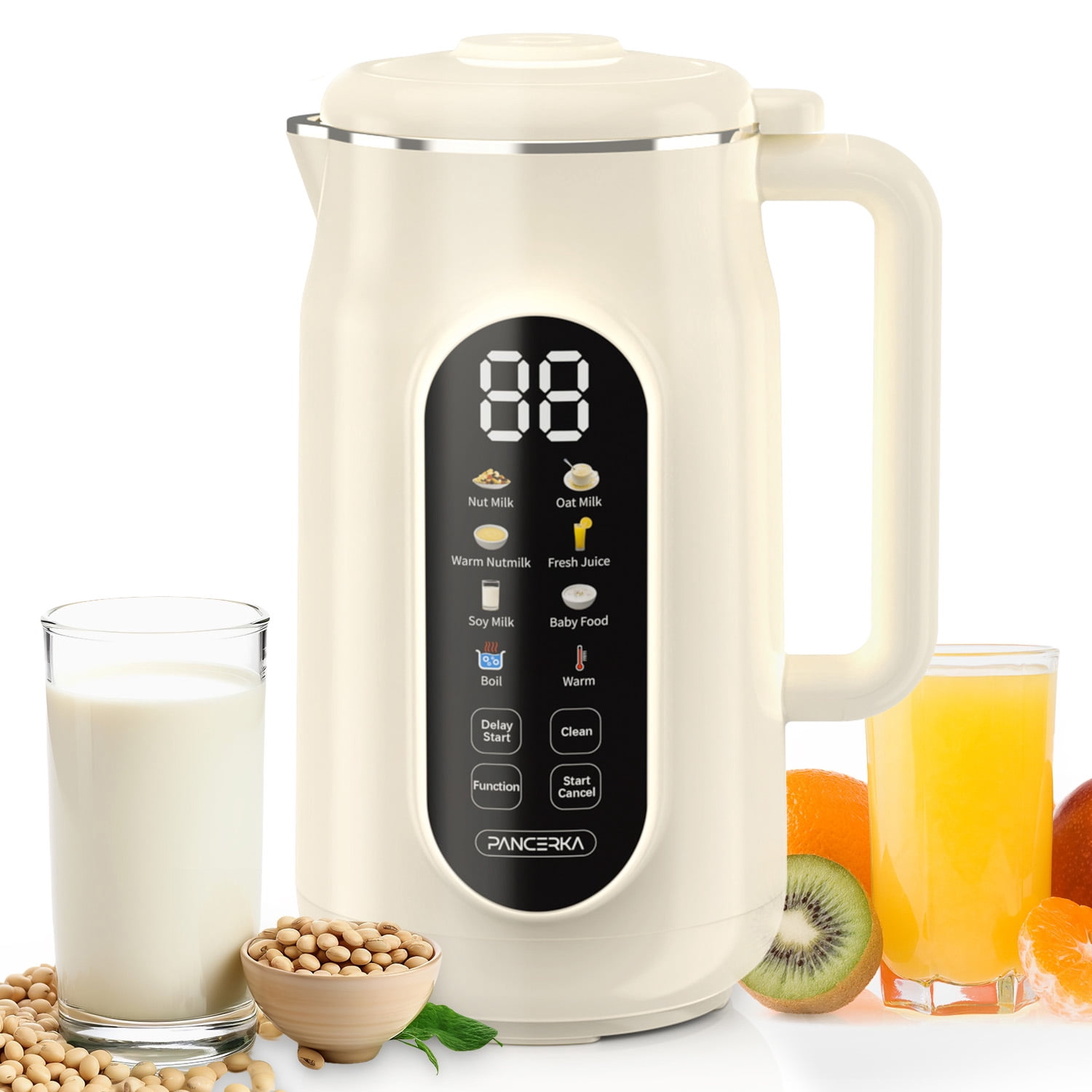 PANCERKA 8 in 1 Nut Milk Maker Machine, 42oz Almond Milk Maker, Soy Milk Maker with Self-Cleaning, Delay Start, Keep Warm, Boil Water, Automatic Plant-Based Milk Blender for Soybean, Oat, Coconut