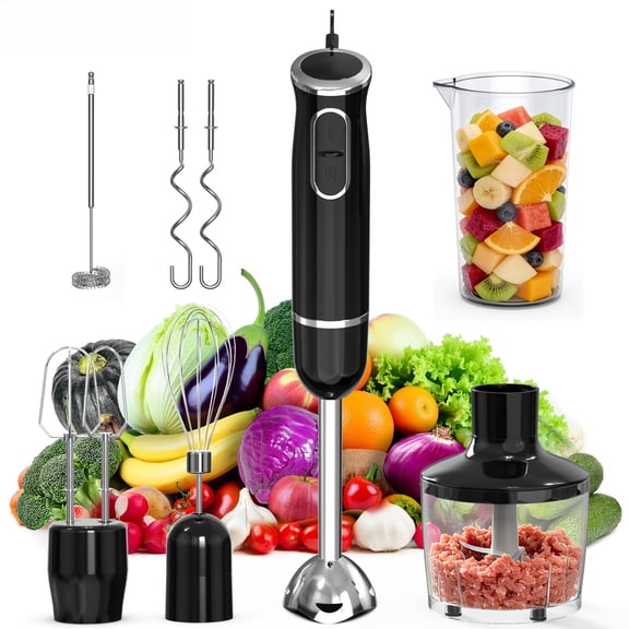 PANCERKA 8in 1 Electric Immersion Blender, Multi-Purpose Hand Blender with Turbo Mode, Detachable Base, 304 Stainless Steel Handheld Blender with Whisk, Milk Frother Attachments, for Smoothies