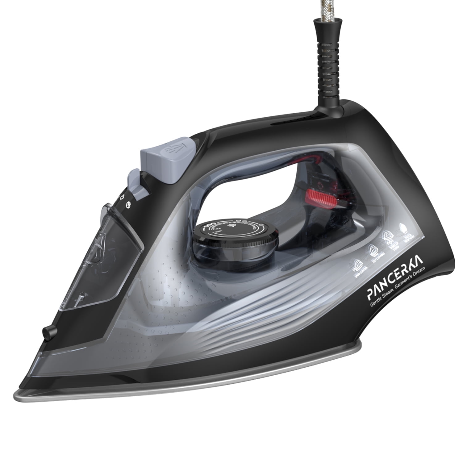 PANCERKA Electric Steam Iron for Clothes with Self-Cleaning Non-stick bottom plate, 1600W