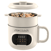 PANCERKA Hot Pot Electric with Steamer, 1.6L Portable Mini Travel Cooker, Touch-based design, With reservation function