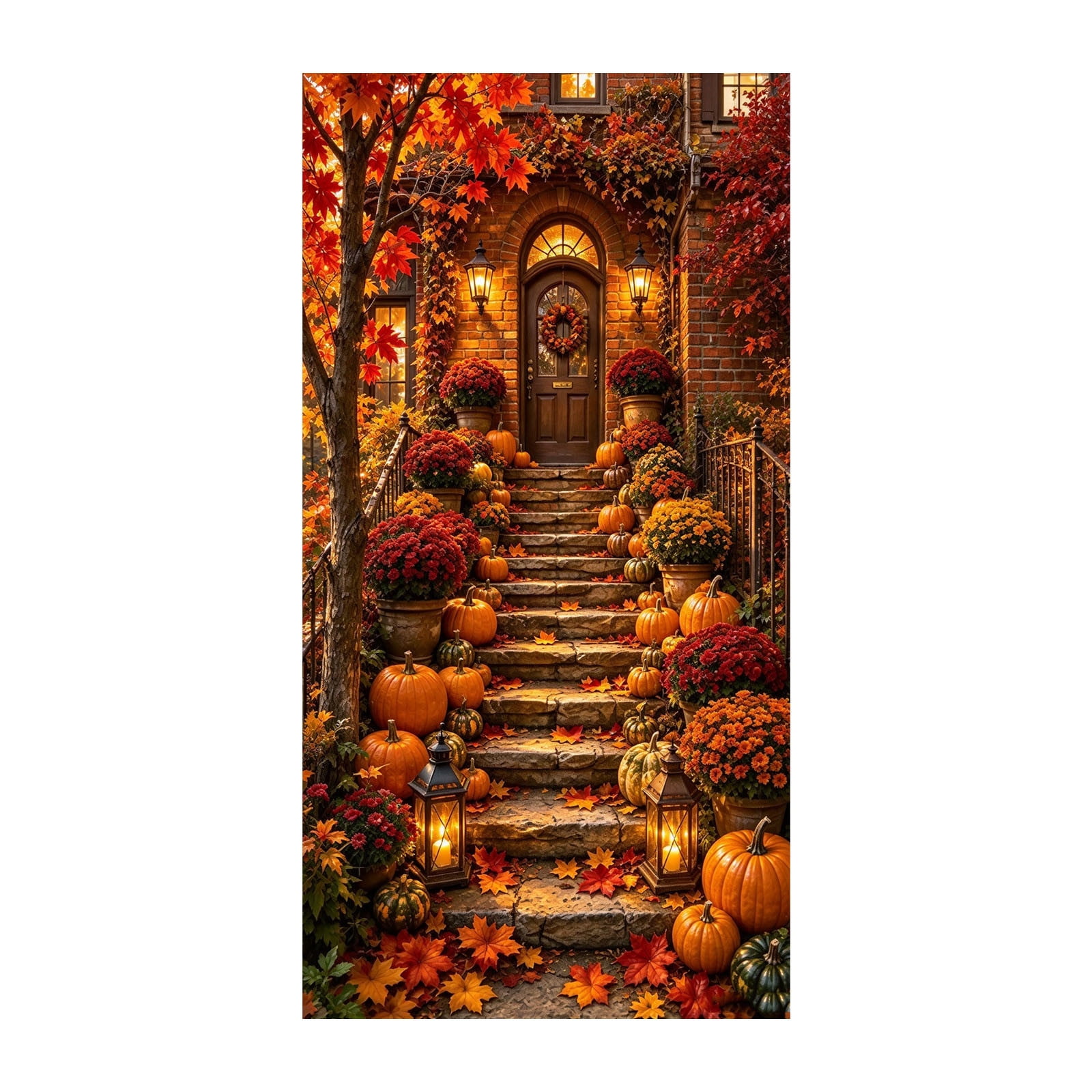 PANCHENH Fall Pumpkin Maple Leaf Door Cover Autumn Door Poster Self ...