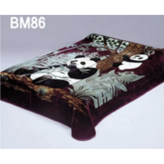PANDA BEAR BURGUNDY COLOR SOLARON KOREAN TECHNOLOGY BLANKET SOFTY AND WARM QUEEN SIZE