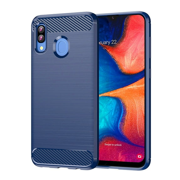 PANDACO Navy Brushed Metal Case for Samsung Galaxy A20