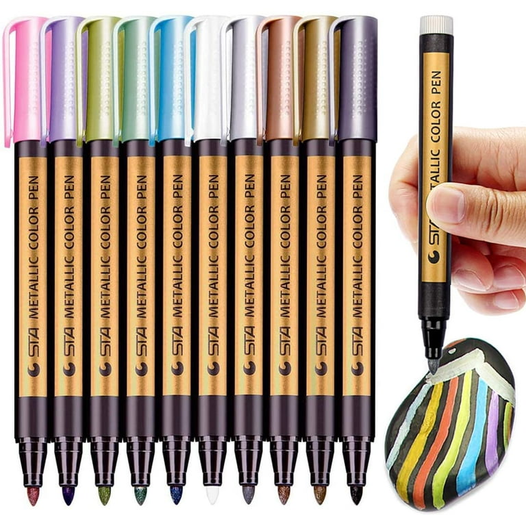 Metallic Paint Markers Pens Set: 20 Colors Paint Pen Craft Markers for Art  Rock Painting, Photo Albums, Scrapbooking, Black Paper, Mug, Wood, Easter