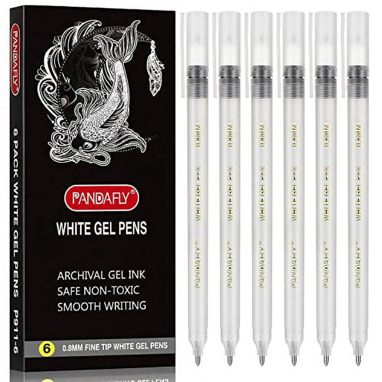 Qionew White Gel Pen Set, 3 Pack, 1mm Extra Fine Point Pens Gel Ink Pens Opaque White Archival Ink Pens for Black Paper Drawing, Sketching, Illustrati