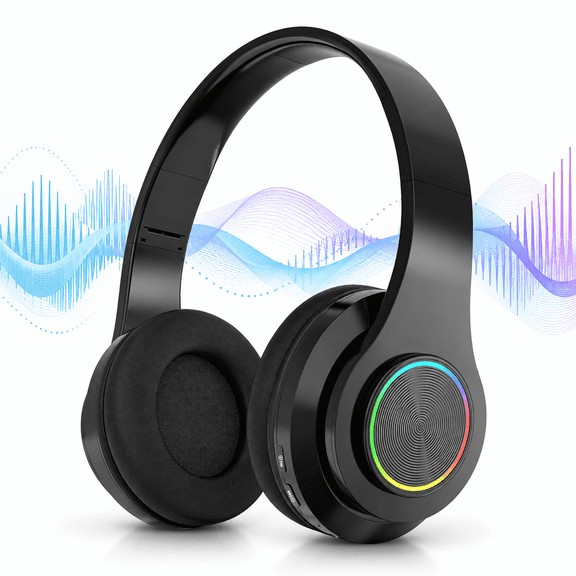 Leyeet Bluetooth Over-Ear Headphones, Noise Canceling Wireless Headphones with Inside Microphone, Adjustable Lightweight Headset Easy Carry & Soft Earpads, Foldable Headset for Travel Office B39